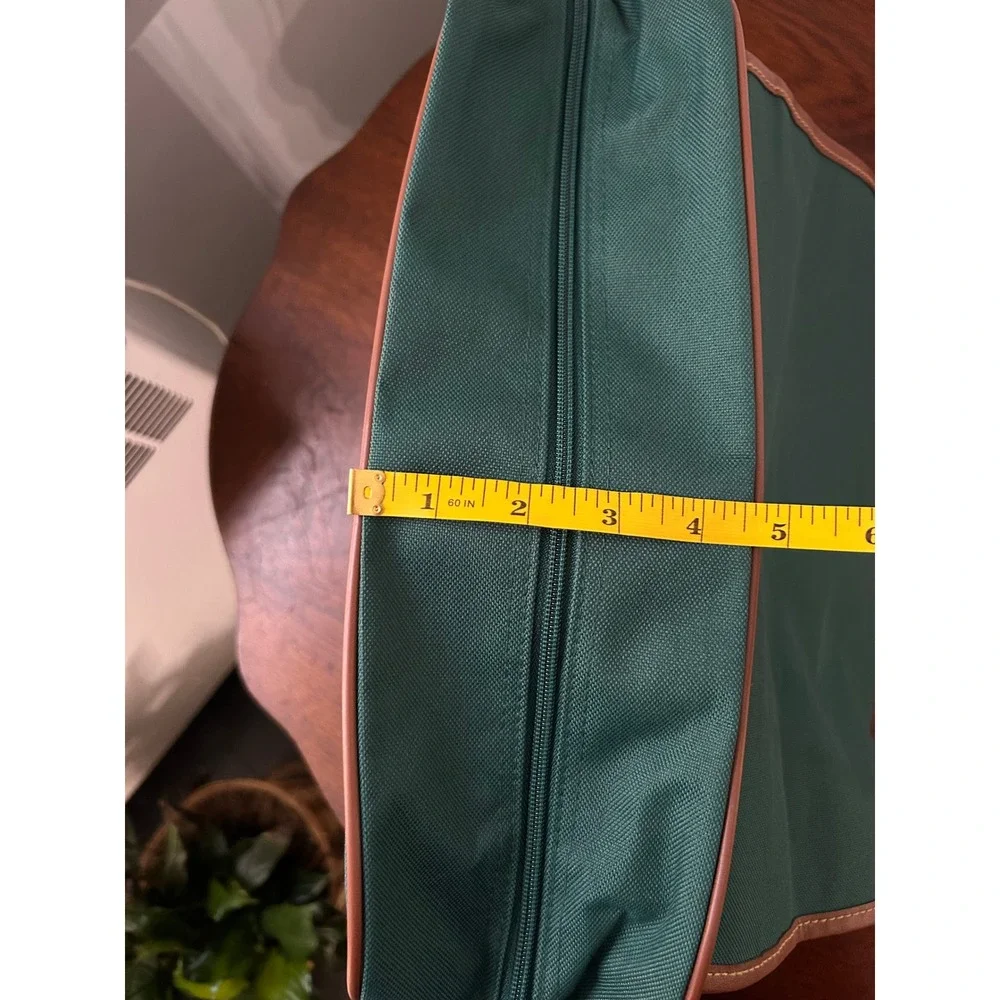 VTG Polo Ralph Lauren Messenger Bag Green Canvas Brown Trim Crossbody Laptop Bag